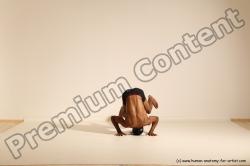 Underwear Gymnastic poses Man Black Athletic Black Dancing Dreadlocks Dynamic poses Academic